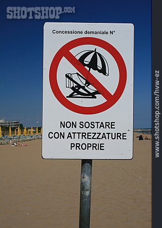 
                Strand, Italienisch, Verbotsschild                   