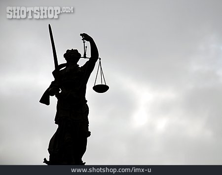
                Silhouette, Figur, Gerechtigkeit, Justitia                   