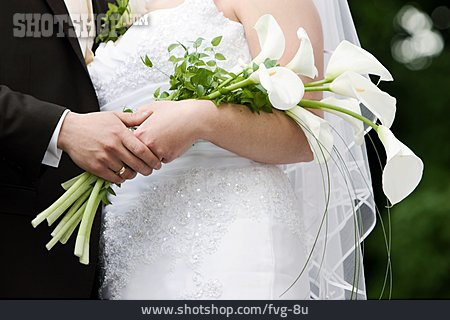 
                Hochzeit, Hand Halten, Vertrauen, Brautstrauß                   