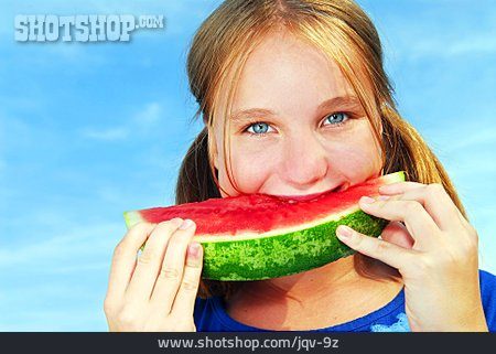 
                Melone, Wassermelone, Abbeißen                   