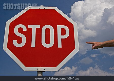 
                Verkehrsschild, Fingerzeig, Stop                   