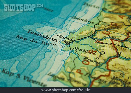 
                Landkarte, Lissabon, Portugal, Geografie                   
