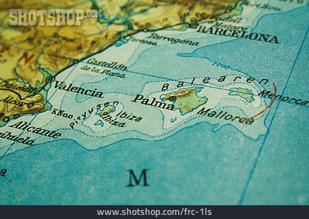 
                Spanien, Landkarte, Balearen                   