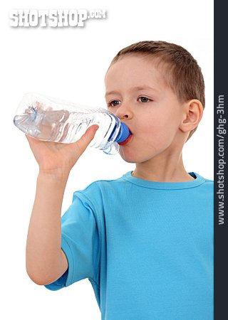 
                Junge, Trinken, Durst, Wasserflasche                   