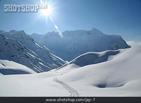 
                Sonne, Winterlandschaft, Alpen, Loipe                   