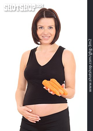 
                Frau, Gesunde Ernährung, Karotten, Schwangerschaft                   