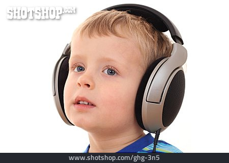
                Junge, Kind, Hören, Kopfhörer                   