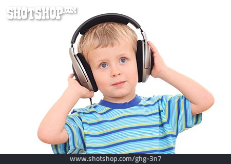 
                Junge, Kind, Hören, Kopfhörer                   