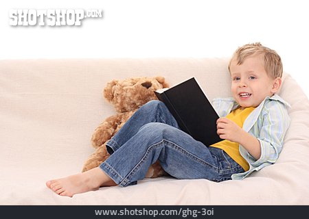 
                Boy, Reading, Teddy                   
