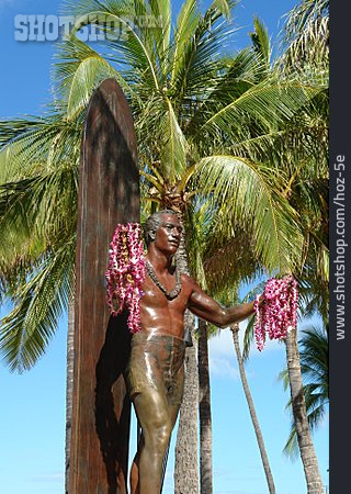
                Skulptur, Surfer, Waikiki Beach, Duke Kahanamoku                   