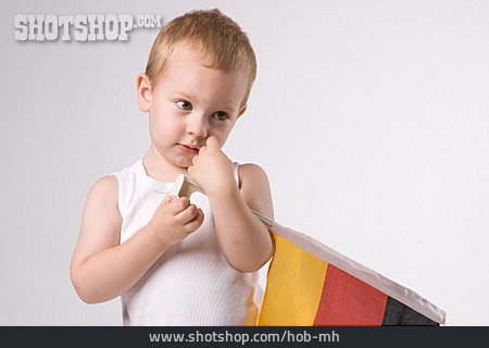 
                Junge, Fan, Nationalfarben, Deutschlandflagge                   