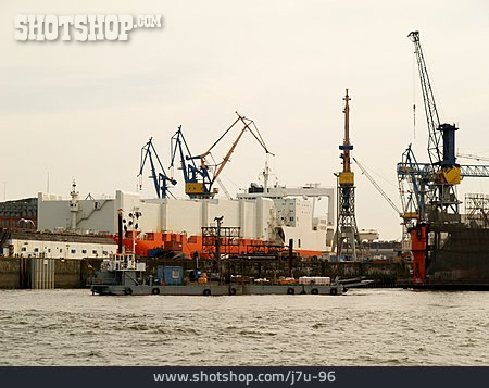 
                Hafen, Hamburg, Schiffswerft, Containerschiff                   