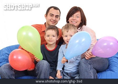 
                Feier & Fest, Luftballon, Familie, Porträt                   