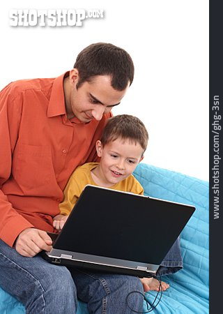 
                Junge, Vater, Freizeit & Entertainment, Laptop                   