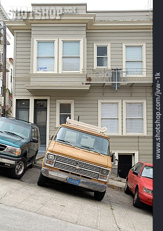 
                San Francisco, Holzhaus, Schräg, Pickup                   