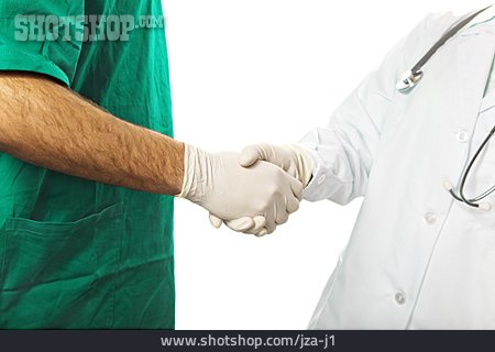 
                Zusammenarbeit, Handschlag, ärztin, Chirurg                   