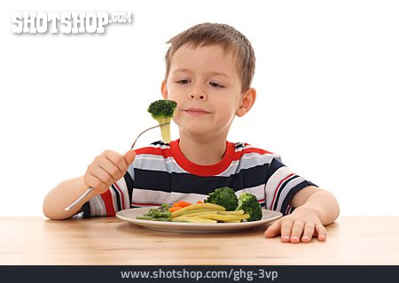 
                Junge, Essen, Gemüse                   