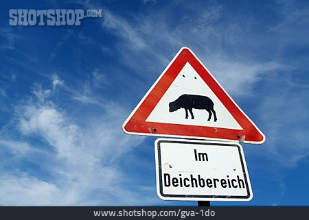 
                Warnschild, Tierschutz, Deichbereich                   