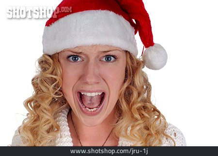 
                Wütend, Schrei, Weihnachtsmütze, Schreien                   