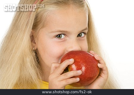 
                Mädchen, Apfel, Abbeißen                   