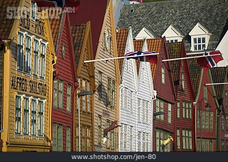 
                Holzhaus, Norwegen, Bergen, Hafenviertel, Bryggen                   