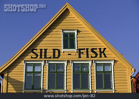 
                Holzhaus, Bergen, Bryggen, Sild-fisk                   