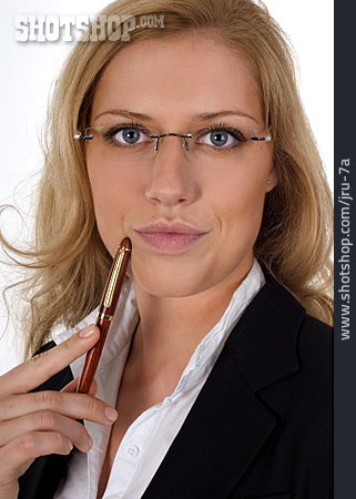 
                Pensive, Glasses, Business Woman                   