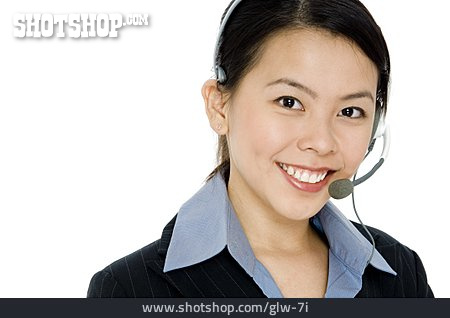 
                Headset, Asiatin, Kundendienst                   