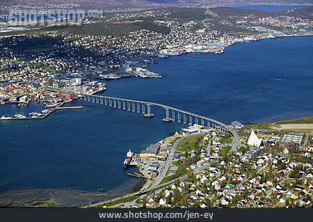 
                Luftaufnahme, Norwegen, Tromsø, Tromsø-brücke                   
