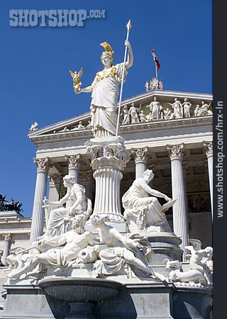
                Wien, österreich, Parlamentsgebäude, Pallas-athene-brunnen                   