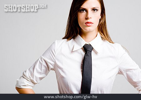 
                Geschäftsfrau, Selbstbewusst, Krawatte, Maskulin                   