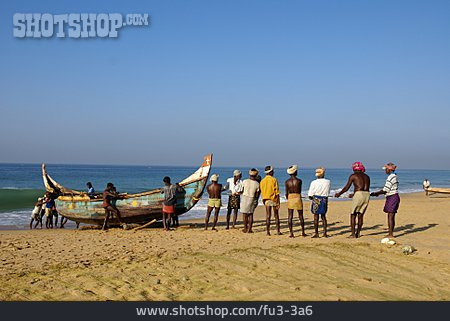 
                Strand, Boot, Indien, Personengruppe, Chowara                   