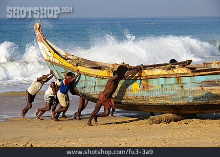 
                Strand, Boot, Indien, Personengruppe, Chowara                   