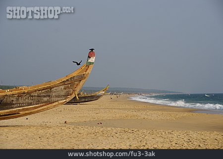 
                Strand, Boot, Indien, Kovalam                   