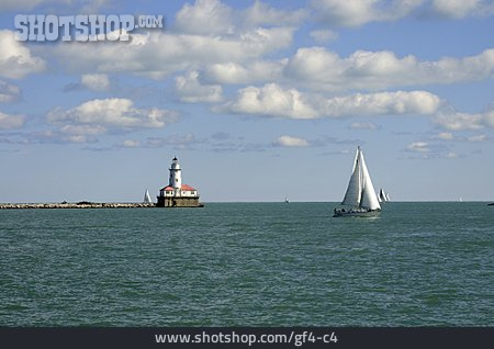 
                Usa, Segelschiff, Leuchtturm, Lake Michigan                   