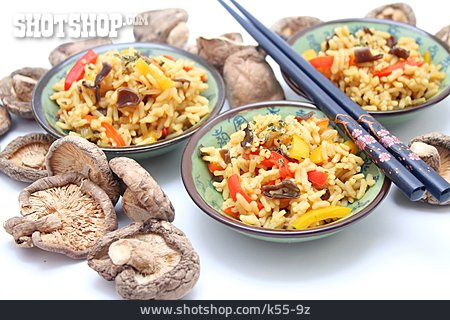 
                Asiatische Küche, Reisgericht, Shiitake                   
