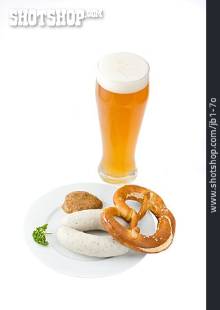 
                Bier, Bayrisch, Laugenbrezel, Weißwurst                   
