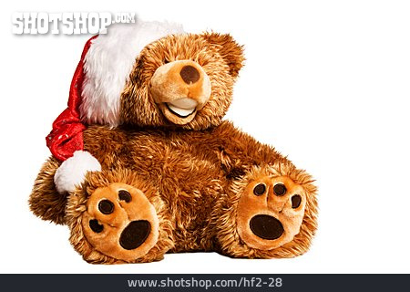 
                Weihnachten, Weihnachtsmütze, Teddybär                   