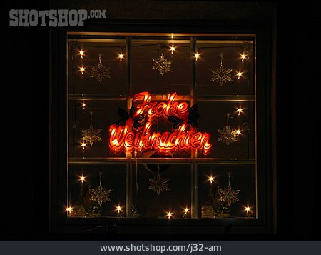 
                Fensterschmuck, Leuchtschrift, Weihnachtsdekoration, Frohe Weihnachten                   