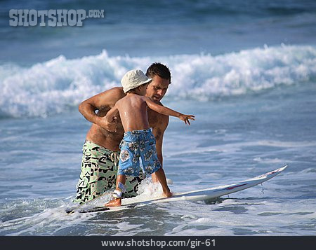 
                Vater, Surfen, üben, Sohn                   