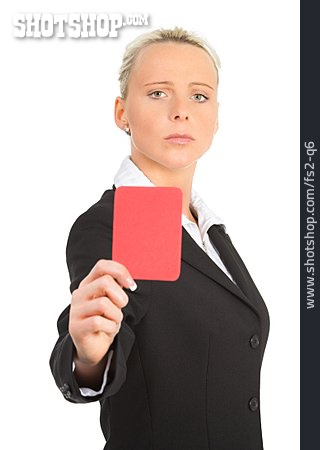 
                Rote Karte, Geschäftsfrau, Fehlverhalten                   