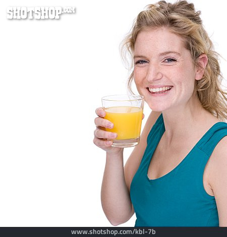 
                Junge Frau, Gesunde Ernährung, Orangensaft                   
