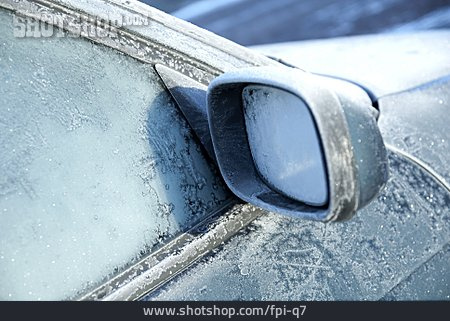
                Auto, Zugefroren, Außenspiegel, Vereist                   