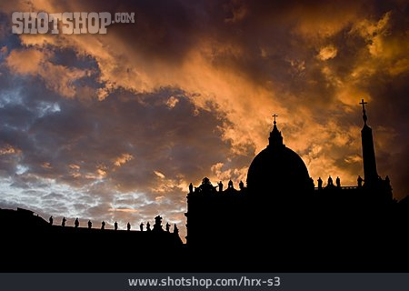 
                Silhouette, Abendrot, Kathedrale, Petersdom                   