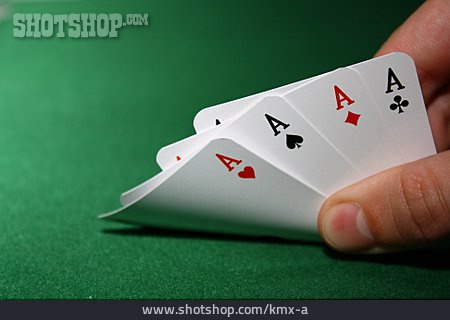 
                Spielkarten, Poker, Vier Asse, Kartenblatt                   