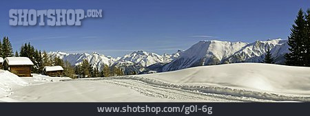
                Winterlandschaft, Wallis, Alphütte                   