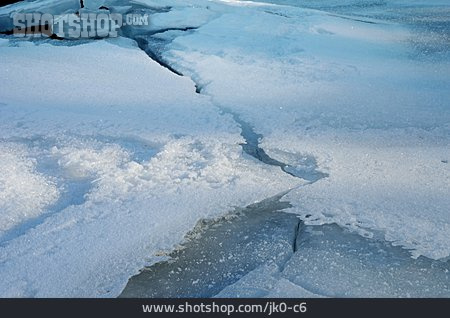 
                Zugefroren, Schnee, Rissig, Eisplatte                   