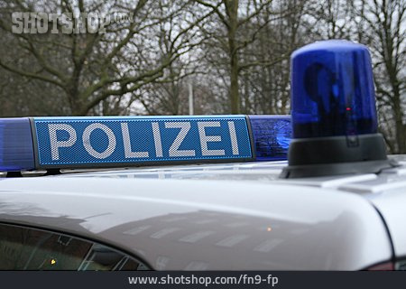 Polizei Blaulicht Polizeiauto, Lizenzfreies Bild fn9-fp