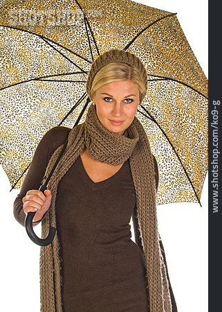 
                Junge Frau, Frau, Herbstlich, Regenschirm                   
