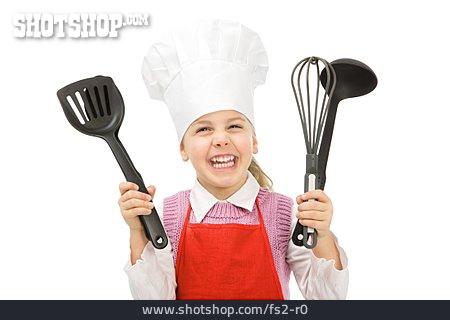 
                Mädchen, Kochen, Küchenutensilien, Kochmütze                   